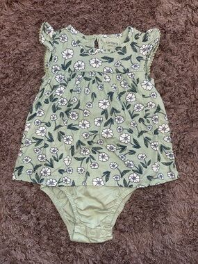 Carter's Mint Green Floral Bodysuit Dress 24 month